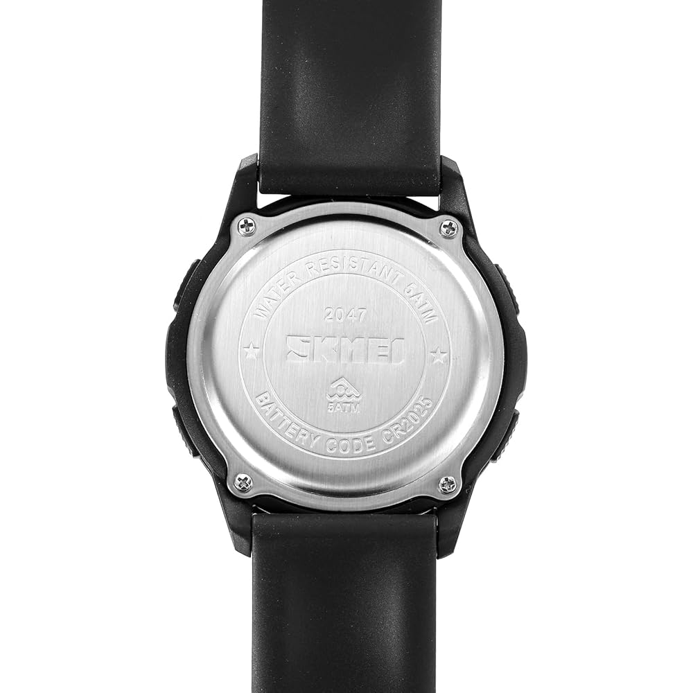 Timever Men's Digital Waterproof Watch with Stopwatch, Alarm, Dual Time Function, Black