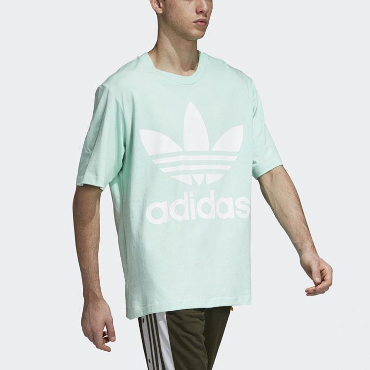 Adidas Originals Trefoil Large Logo Print Crew Neck T-Shirt Men Tops Mint-Green DH5839