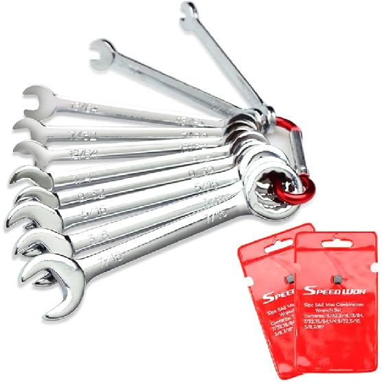 SPEEDWOX Mini Wrench Set Metric SAE Ignition Wrench Sets Open and Box End Wrench Set Small Wrench Set Combination Wrench Sets with Storage Pouches Standard SAE Sizing