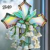 Window Hanging Sun Catcher Lily of The Valley Suncatcher, Acrylic Stained Glass Style Pendant Ornament with Metal Chain, Elegant Floral Wall