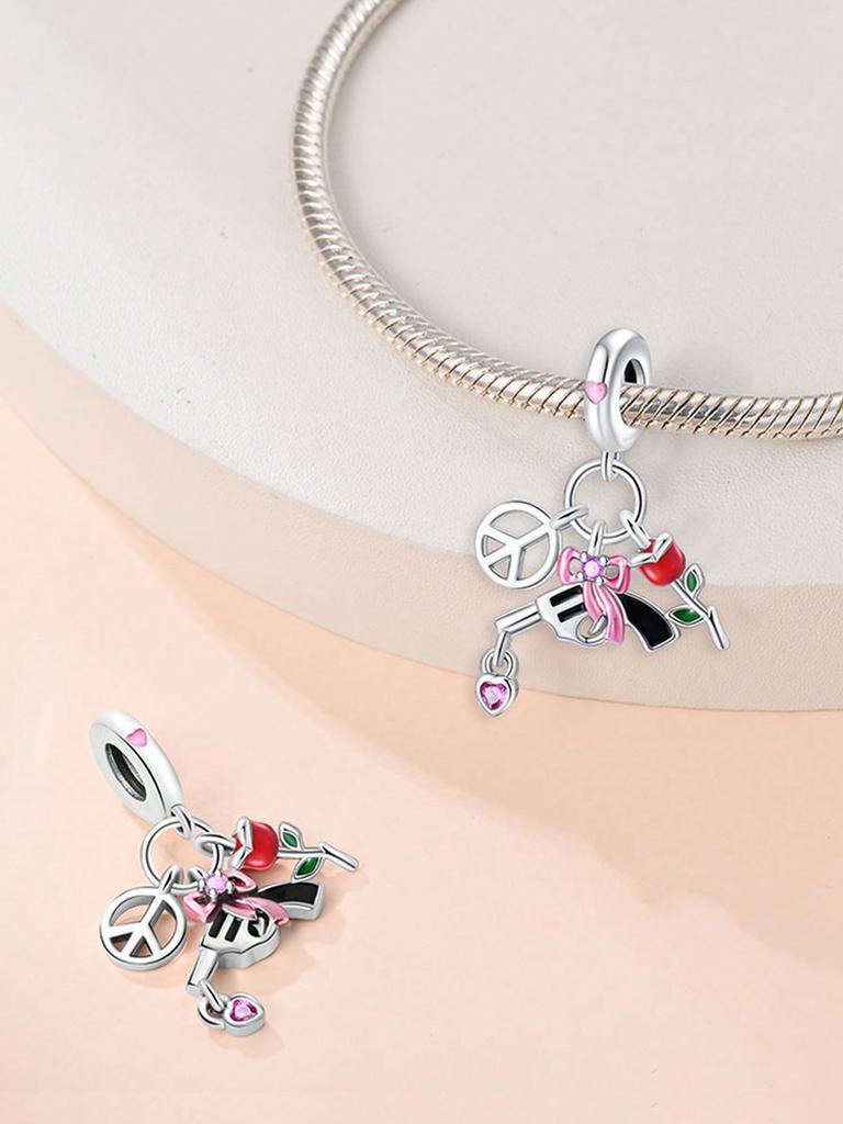 Charms Plata Peace Dove Love Rose Beads Charm Copper Plated Fit Charms Copperoriginal Bracelet For Jewelry Making Diy Charm