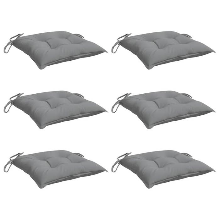 VidaXL Lot de 6 Coussins de Chaise, Galette de Siège avec Jeux de Cordes, Coussin d'Extérieur Imperméable, Gris 40x40x7 cm 361455