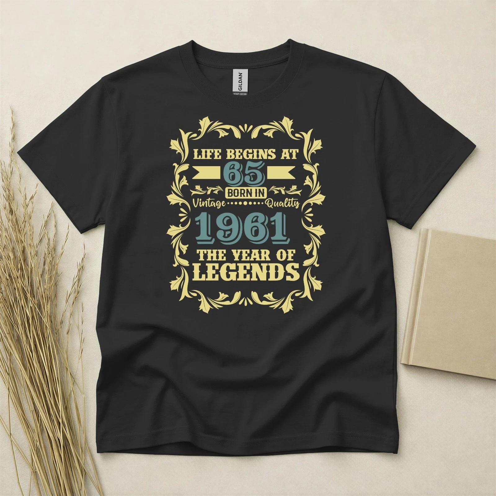 65th Birthday TShirt Born In 1961 65 Years Old Gifts Vintage Legend T Shirt Tee M