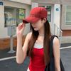 Retro Letter Gray Baseball Cap Women's Wide Brim Big Face Showing Face Small Cap Versatile Big Head Circumference Hat