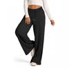 Womens Solid Color Drawstring Waist Wide Leg Casual Pants Lightweight Stretchable Loose Fit