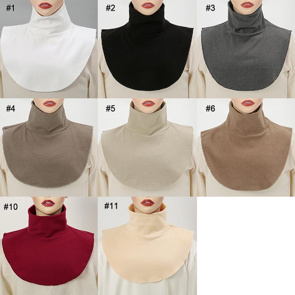New Soft Cotton Modal Faux Fake Collar Neck Muslim Hijab Scarf Women Solid Neck Cover Detachable Blouse Turtleneck Scarf Wraps