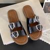 Beach cool slippers women's 2025 summer new one-pedal lazy versatile outer wear belt buckle flat bottom one-word drag