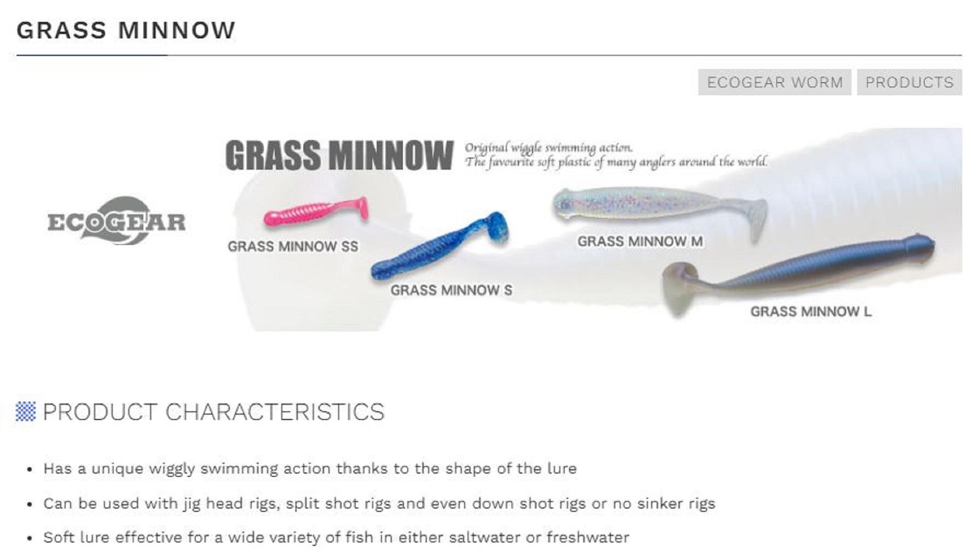 Ecogear Soft Leurre Grass Minnow SS 1-1/8 Pouce 15 morceau per