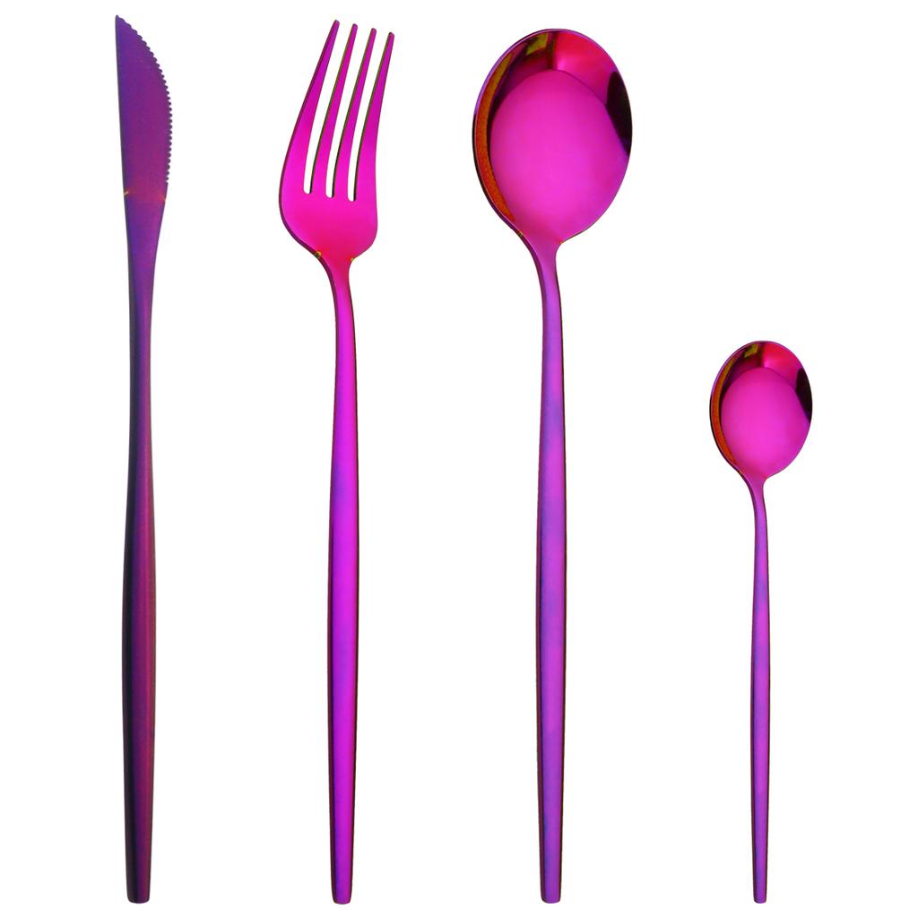 Westliches 4-teiliges Gold-Geschirr-Set, Messer, Gabel, Kaffeelöffel, Besteck, Edelstahl, Geschirr, Besteck, Kiechen-Besteck