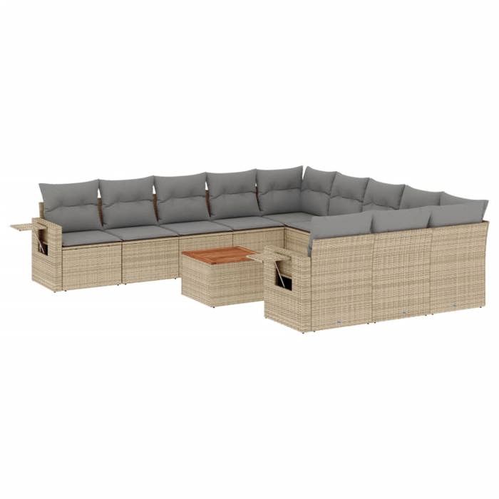 VidaXL Garden Lounge Set with Cushions 12 Pcs, Patio Sofas, Patio Furniture Set, Outdoor Furniture, Beige 3224792