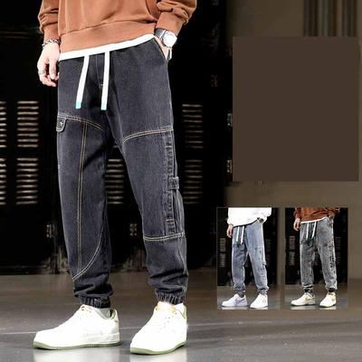 Herren Fat Plus Frühling und Herbst Lose Wide Leg Beam Leg Herren Sport- und Freizeitjeans