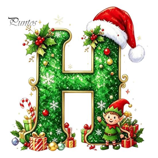 Santa Hat Letter Tree Pendant 26 Alphabet Christmas Ornament, Personalized Letters Acrylic Hanging Decoration with Festive Elf Pattern Initial