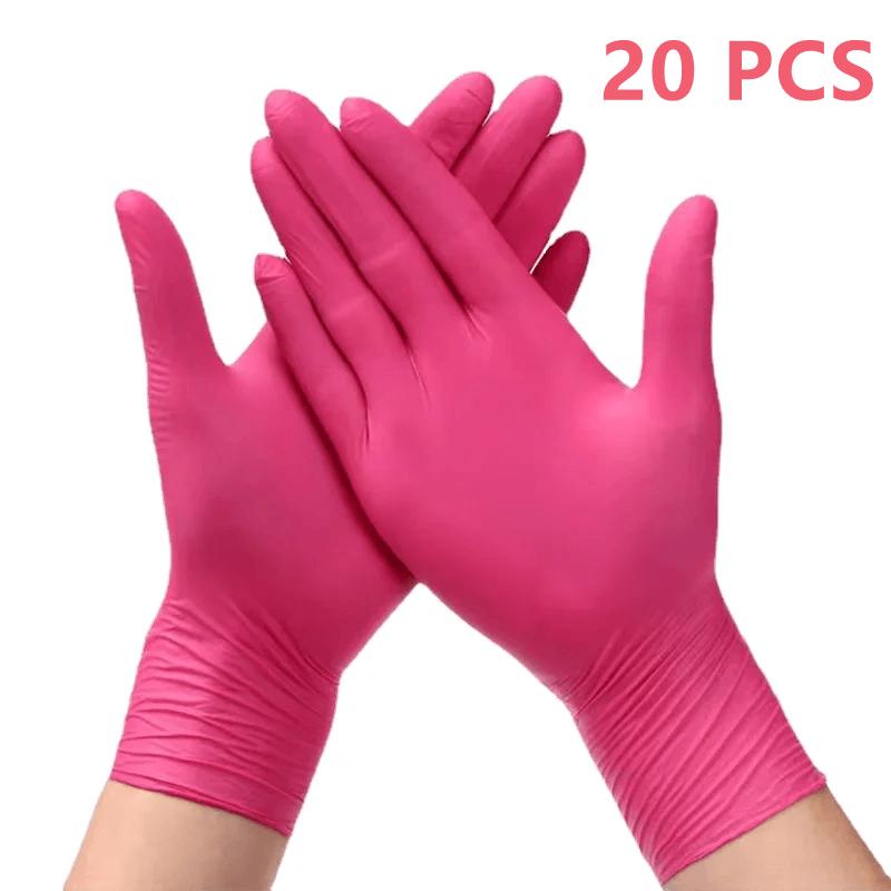 

Pink Nitrile Disposable Gloves 20/50/100PCS Latex Powder Free Household Gloves for Kitchen Cooking Beauty Hair Dye Tattoo Gloves S