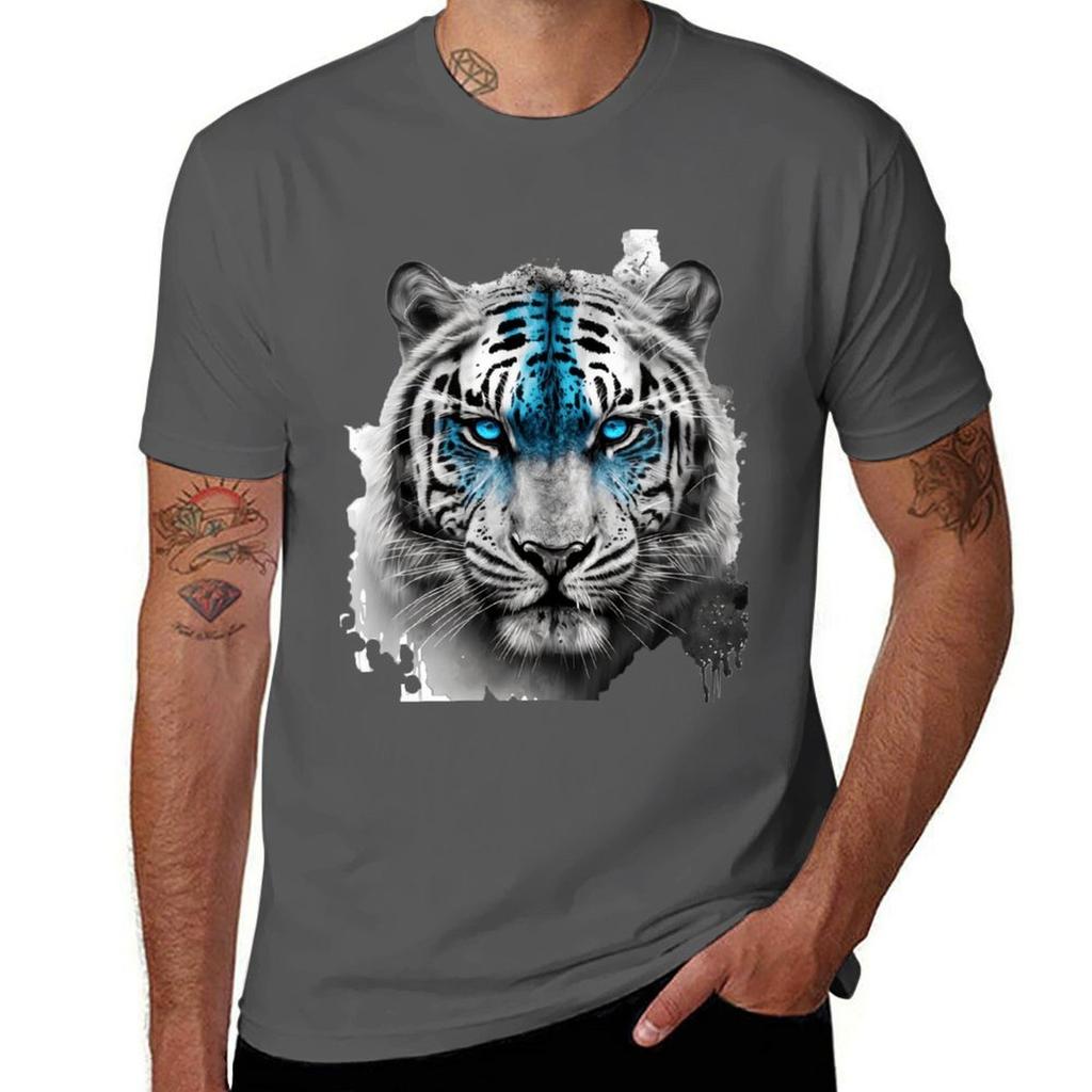 Tiger  Tiger Art  Tiger Blue Eyes Tshirt Lightweight Basic Short Sleeve Shirt Tshirt