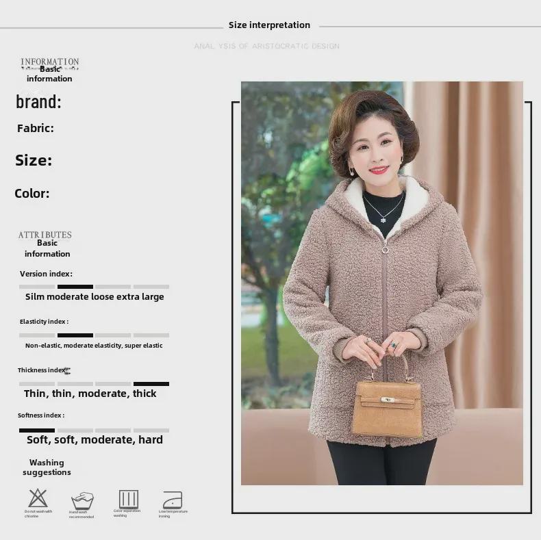 2024 Stilvoller Wintermantel mit Kapuze für Frauen mittleren Alters - Plus Samt, dickes Fleece, Baumwolljacke in großer Größe für Herbst und Winter