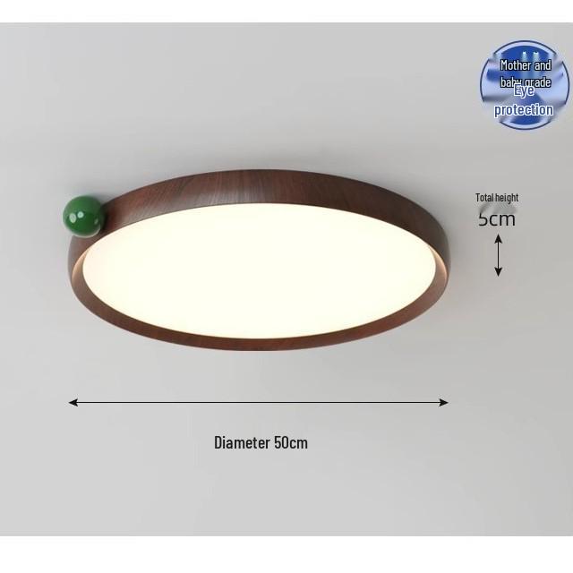 Wabi-Sabi Walnut Ceiling Light: Retro Japanese Style, Eye-Protecting for Bedroom or Children's Room