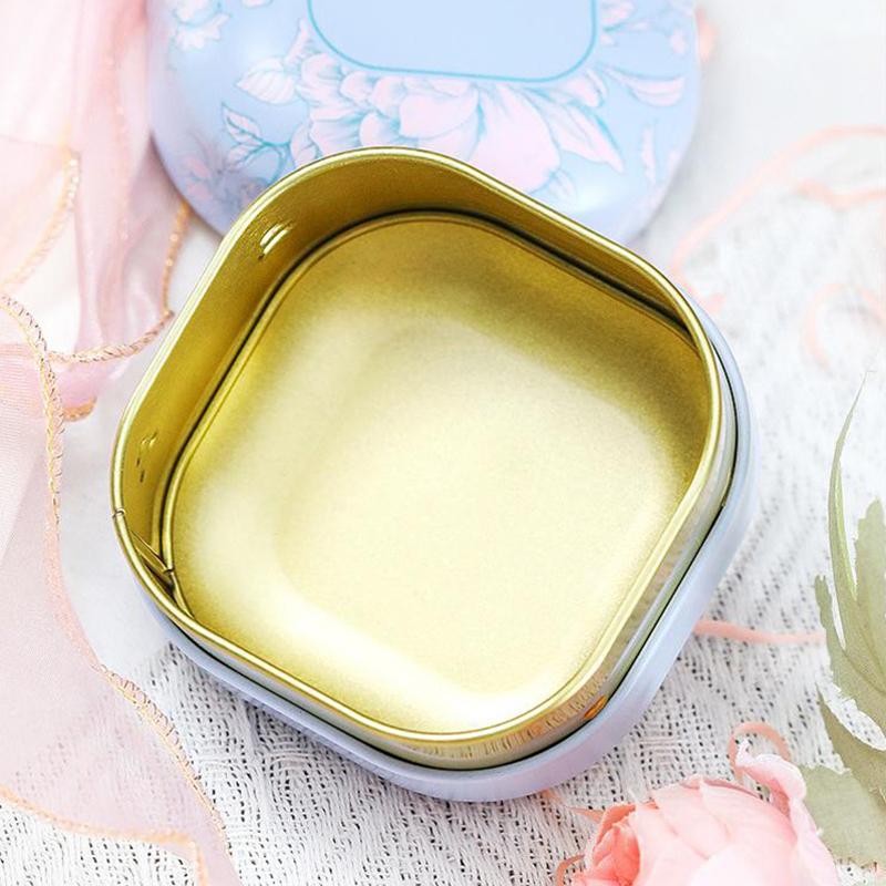 1Pieces Tea Sealed Box Kitchen Storage Container Jar Tin Square Can Candy Canister Vintage Flower Tea Box Outdoor Tableware