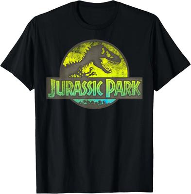 Camiseta Gráfica Jurassic Park Amarelo Neon Verde Logotipo Safari