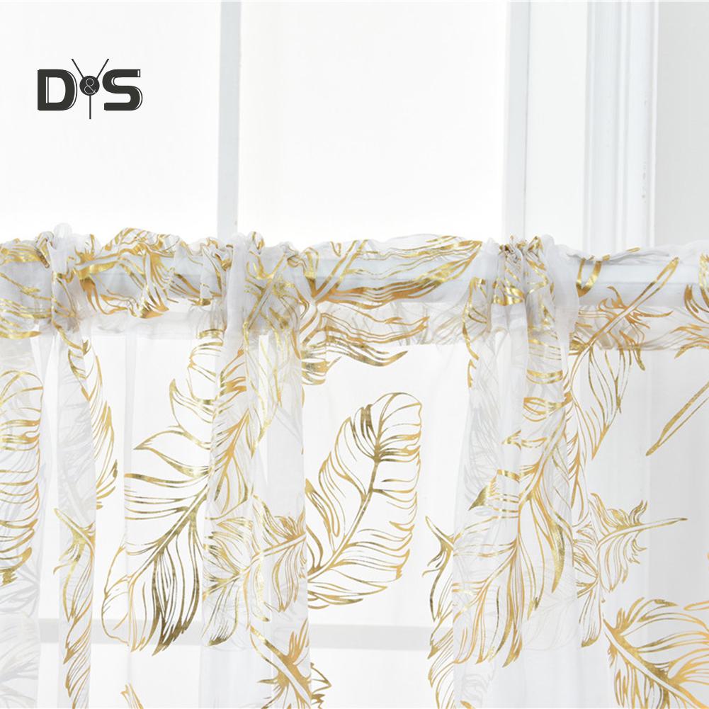 DYS Home Decor Feather Design Drape Balcony Window Tulle Voile Sheer Curtain