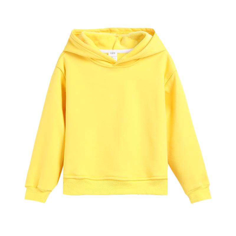 

Boys and Girls Fleece-Lined Hoodie for Kids: Solid Color, Casual, Thickened Outerwear 110 cm жёлтый