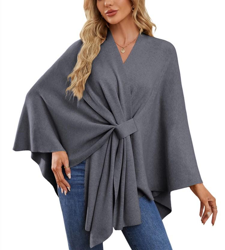 Women's Elegant Solid Color Shawl Cape Coat 2024