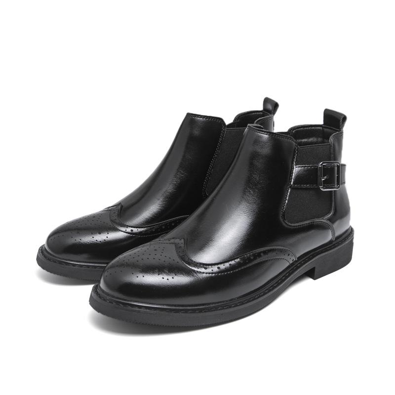 Men s Leather Chelsea Boots: Retro Slip-on, Outdoor Winter High-top, Large Size Martin Style 38