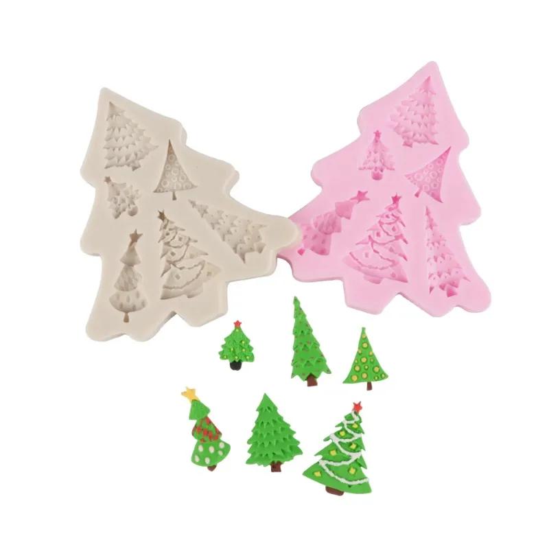 1 Pc Chrsitmas Style Cake Decoration Silicone Molds Xmas Tree Shape DIY Cake Candy Craft Chocolate Biscuits Mould Reusable Tools