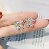 Korean Style Rhinestone & Zirconia Butterfly Stud Earrings