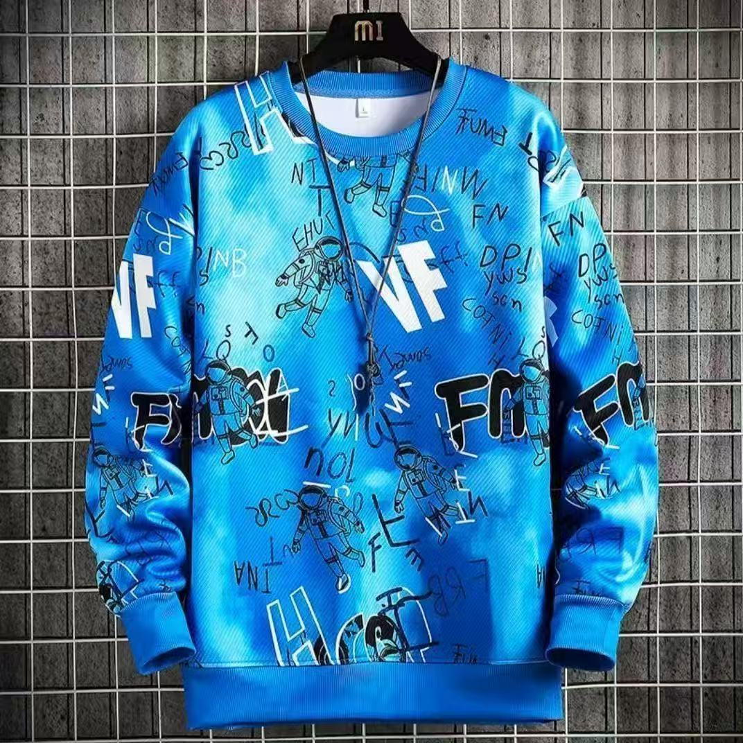 

Модная Мужская Толстовка с Принтом Повседневная Свитшот с Круглым Вырезом Уличная Свободная Спортивная Одежда Мягкая Одежда Топы S синий