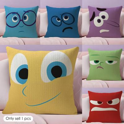 CARTOON ANGRY EYES Cushion Cover Natural Linen Organic Fabric DoubleSided Printing Couch Pillow Covers Home Decor