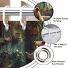 Whimsical Bear Reading Newspaper Shower Curtain Floral Plant Design Polyester Washable With 12 Hooks Eclectic Bathroom Decor