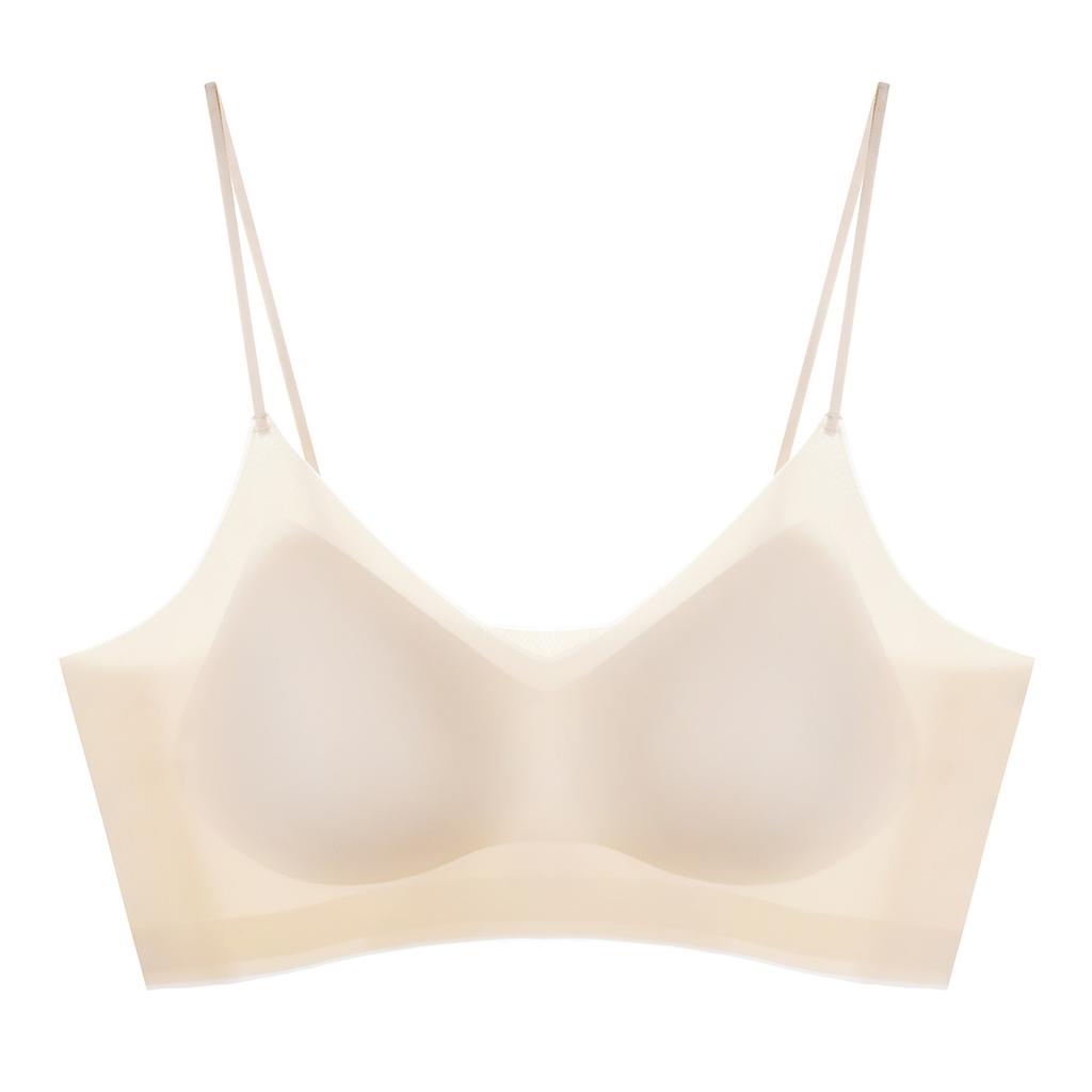 Underwear Thin Women's Summer Ice Silk Cool Feeling Breathable and Seamless Beautiful Back Without Steel Ring Closed Breast Small Chest Gathering Bra