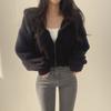 Sherpa Hoodie Women Autumn Winter Thick Warm Plush Jacket Short Zipper Hooded Coat Women