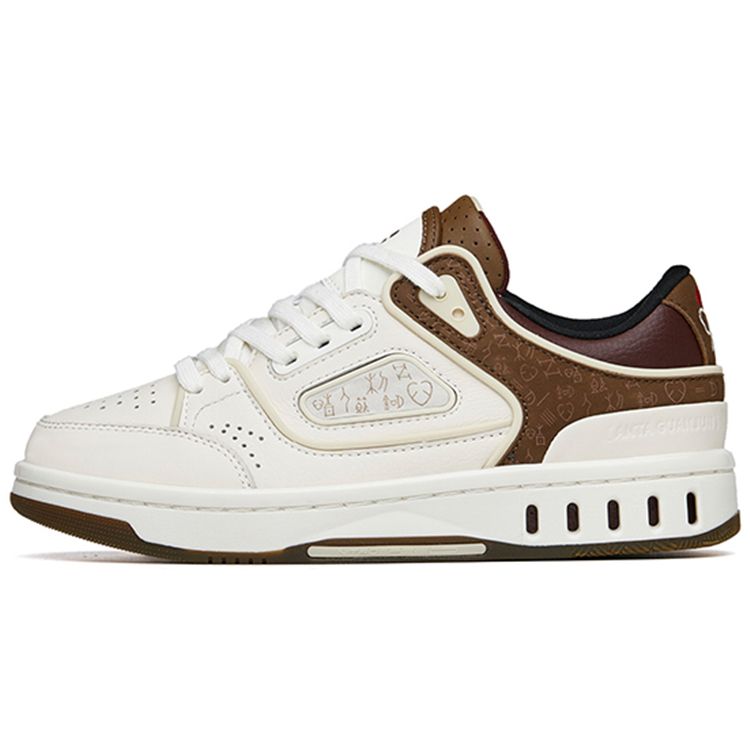 ANTA Men s Jiewan Retro Low Top Platform Casual Skate Shoes Off White Brown 122218011A-4 38