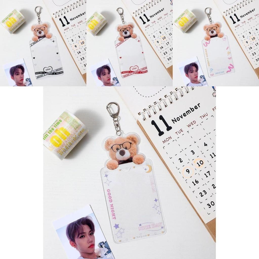 Cartoon Bear Key Chain Photo Display Card Bus Card Protective Students Sleeve