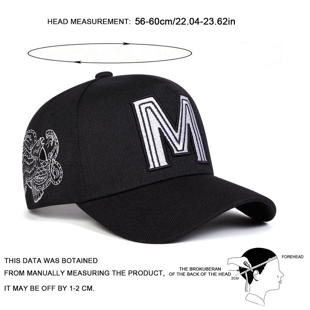 Unisex M Letter Embroidery Baseball Caps Spring And Autumn Outdoor Adjustable Casual Hats Sunscreen Hat Sports Cap