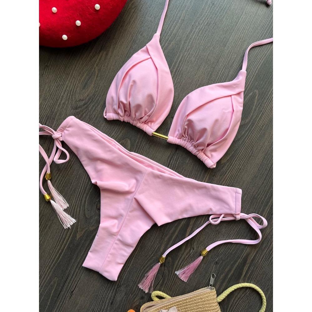 2025 Neuer Sexy 13 Farben Dreieck Badeanzug für Damen Brasilianische Bikinis Bademode Push-Up Badeanzug Strand Bikini Set