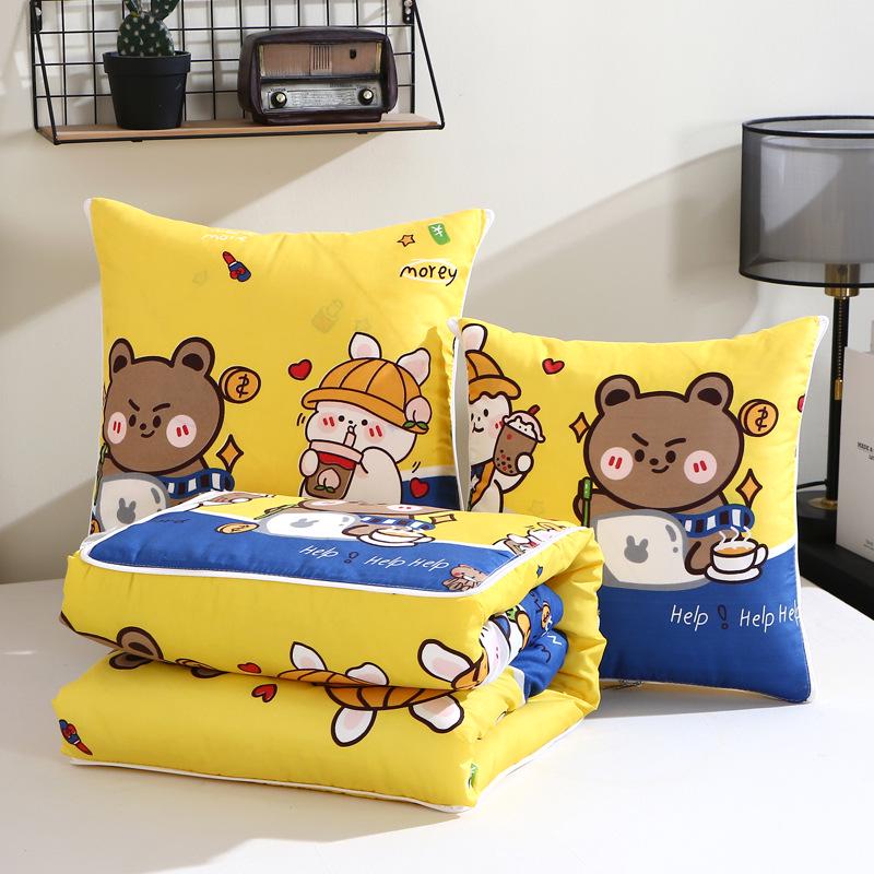 Dual-Use Pillow Blanket: Air Conditioning Quilt & Lumbar Cushion for Sofa, Car, or Office