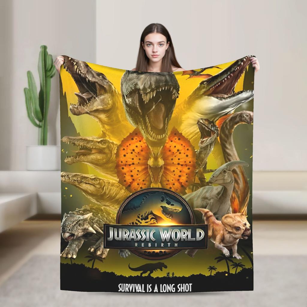 Jurassic Rebirth Spinosaurus Attack Världsplädar Dinosaurie Fleece Rolig Varm Pläd för Sängöverkast Höst/Vinter Utomhus