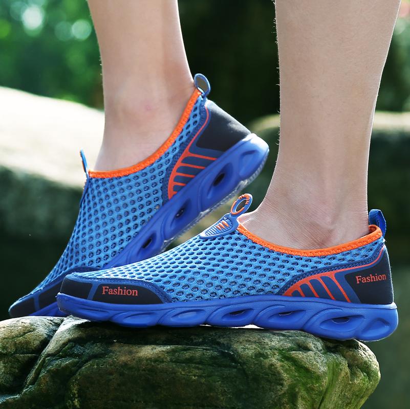 Summer Men's Shoes Slippers One Foot Stirrup Mesh Trail Shoes Wadeable&Casual Sneakers Footwear Walking Shoes Sandals Black39 45