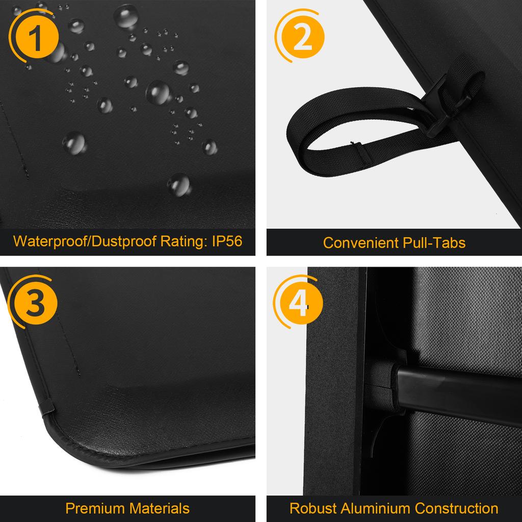 For Ford Ranger 5 Ft Pull-Lock-Go Tonneau Cover Multi-Purpose Dual T-Slot Rear Cover Wear Resist for Truck Modified Rear Trunk