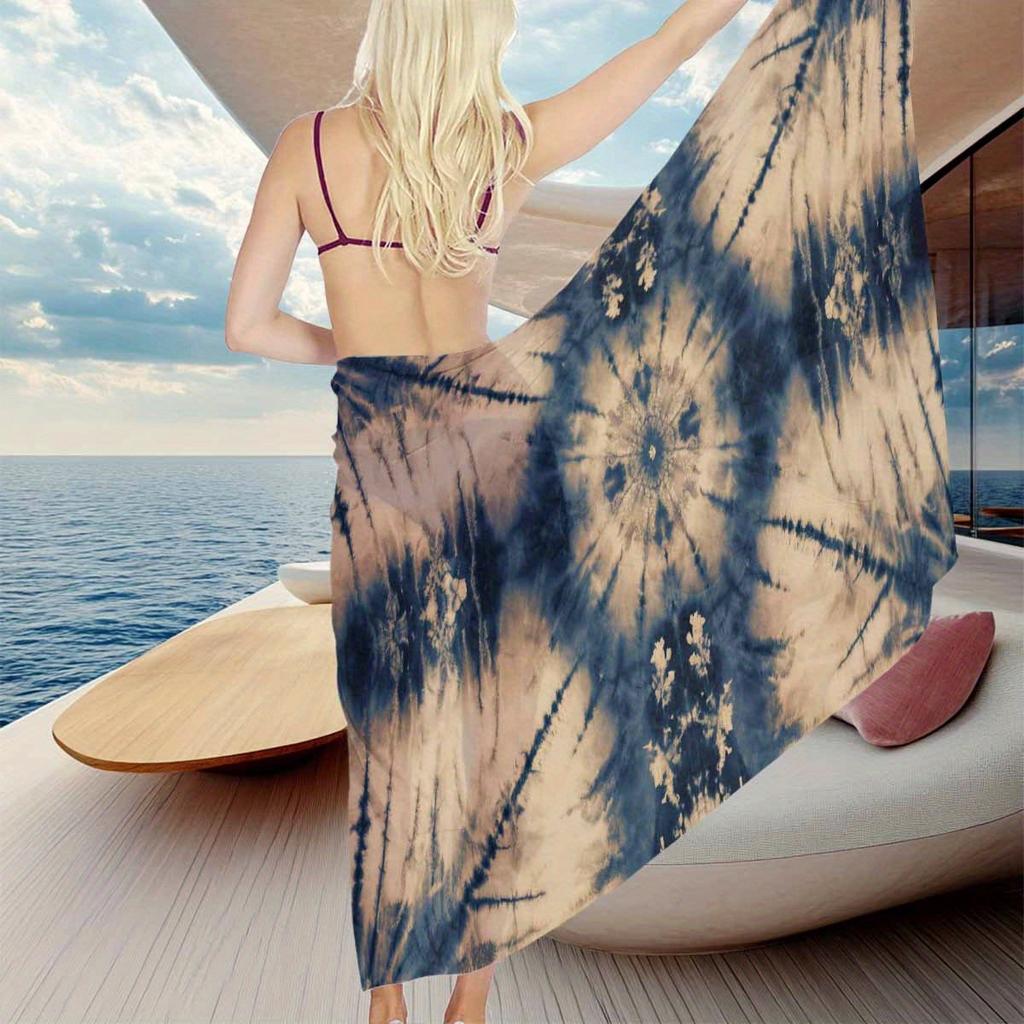 Pareo Wrap Tie Dye, Duży Szybkoschnący Chłonny Koc Plażowy na Podróże Kemping Wielkanocny Prezent