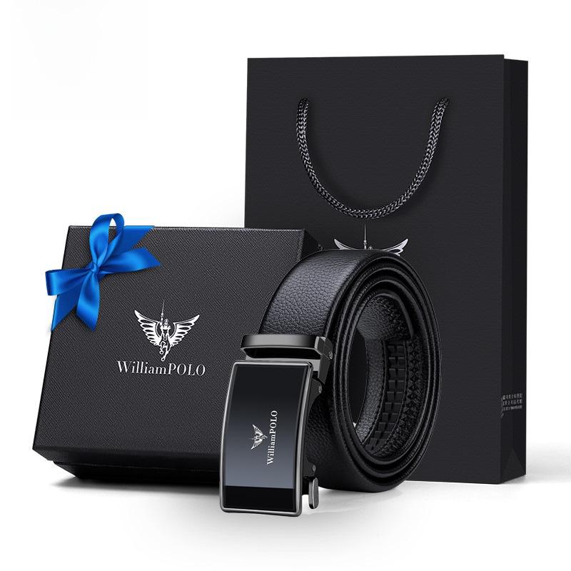 

Мужской ремень Paul из высококачественной кожи с автоматической пряжкой — элегантный деловой стиль 110cm