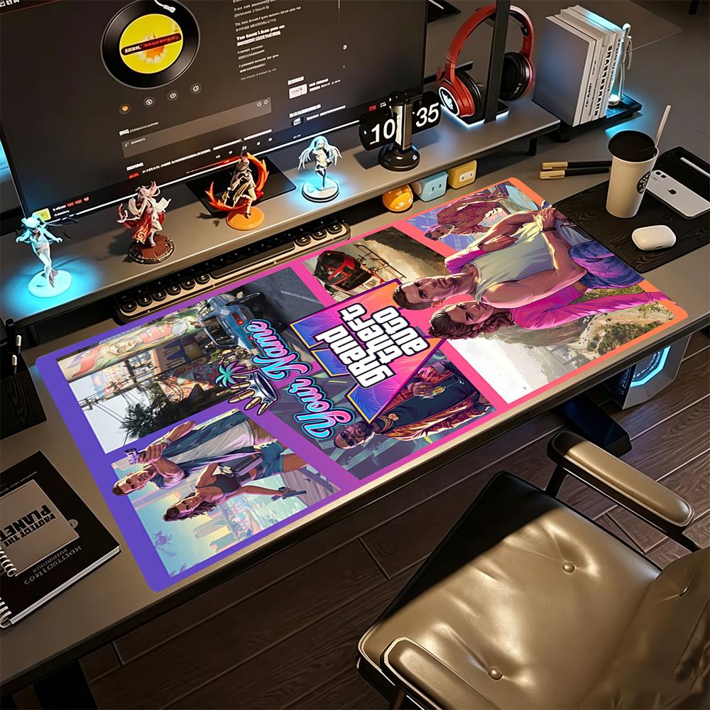 Gta Customized Name Mouse Pad Desk Mat HD Print Desk Pad Non-Slip Rubber Base Computer Decor Item Office Use
