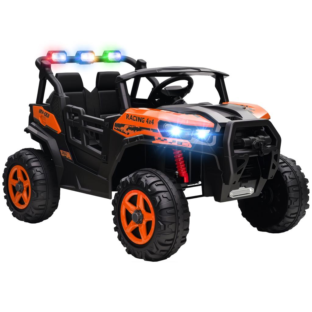 Electric Car for Kids 3-8 Years 24V 2-Seater, Dual Motor, Remote Control and Soft Start, Orange