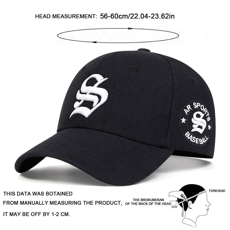 Men Gothic Letter S Embroidered Baseball Cap Outdoor Adjustable Sunscreen Leisure Hat Spring Autumn Travel Tourism Beach Vacation