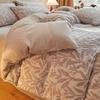Thickened Milk Fleece Bed Four-Piece Set Coral Flannel Bedding Fluffy Quilt Cover Bed Sheet Human Bed Hat