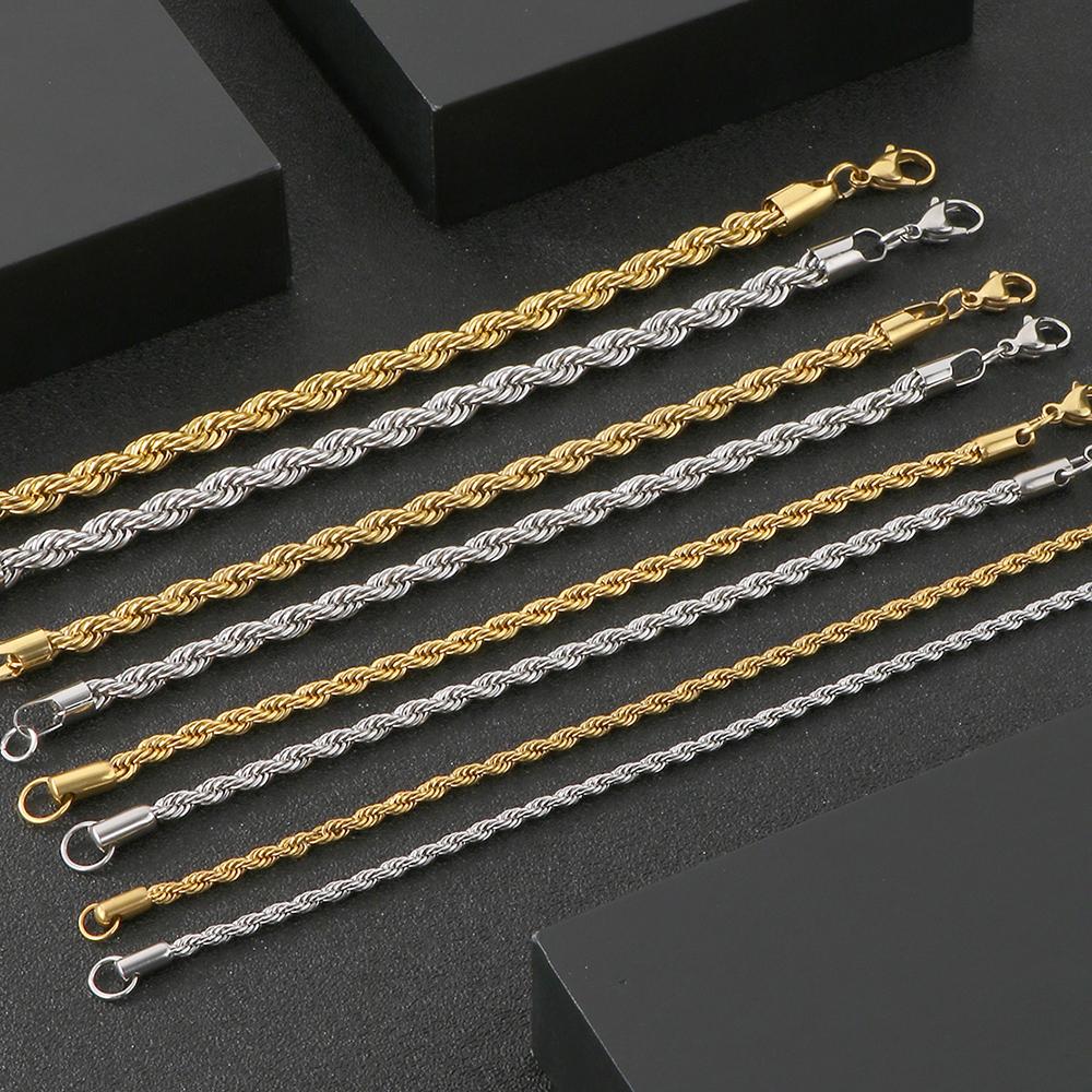 18K Vergoldetes gedrehtes Seilkettenarmband Mann Minimalistisch 316L Edelstahlarmband für Männer & Frauen Passender Schmuck für Sie & Ihn