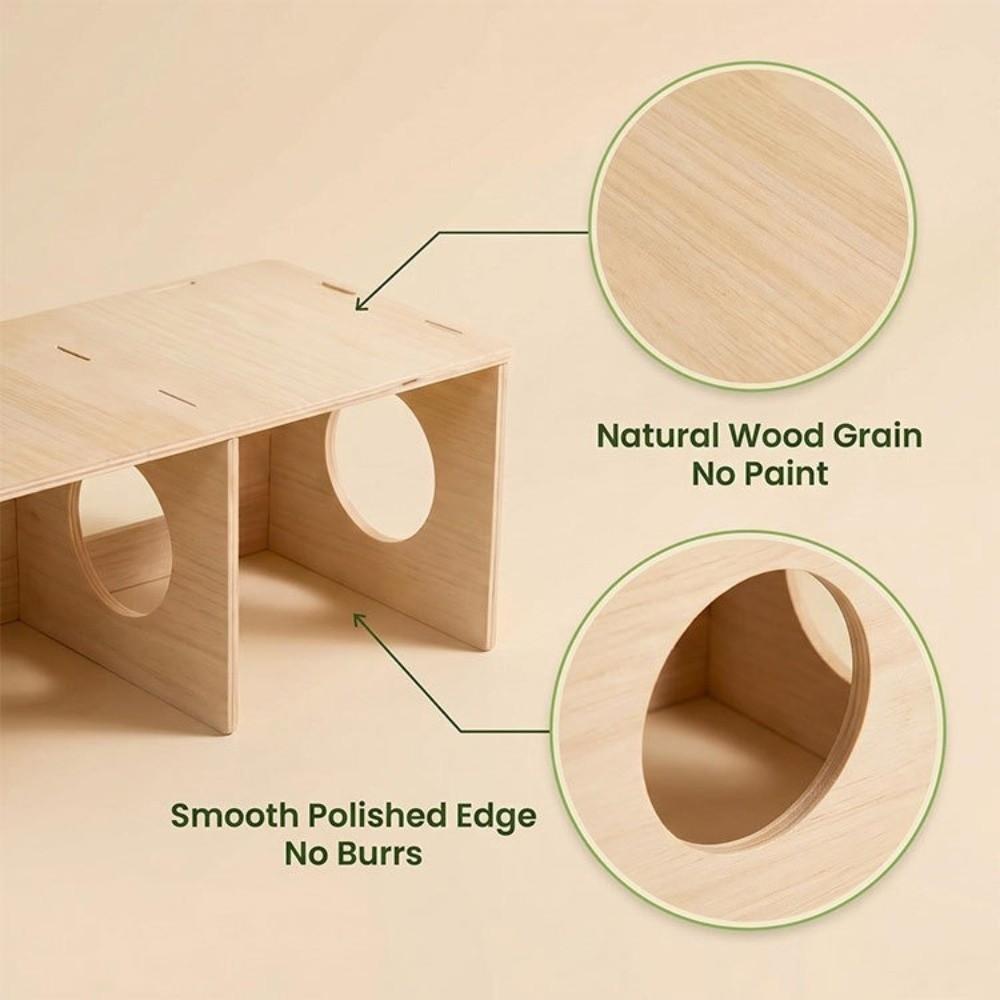 Wooden Hamster Hideaway House Multi-Chamber Detachable Hamster Nest Ventilated Chew-Proof Pet Hideout Chamber Playing