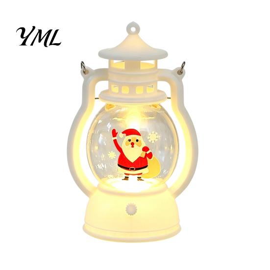 Xmas Window Ornament Christmas Lantern Night Light, Retro Santa/Snowman/Tree Handheld Oil Lamp with Festive Party Decoration Warm LED, Cute